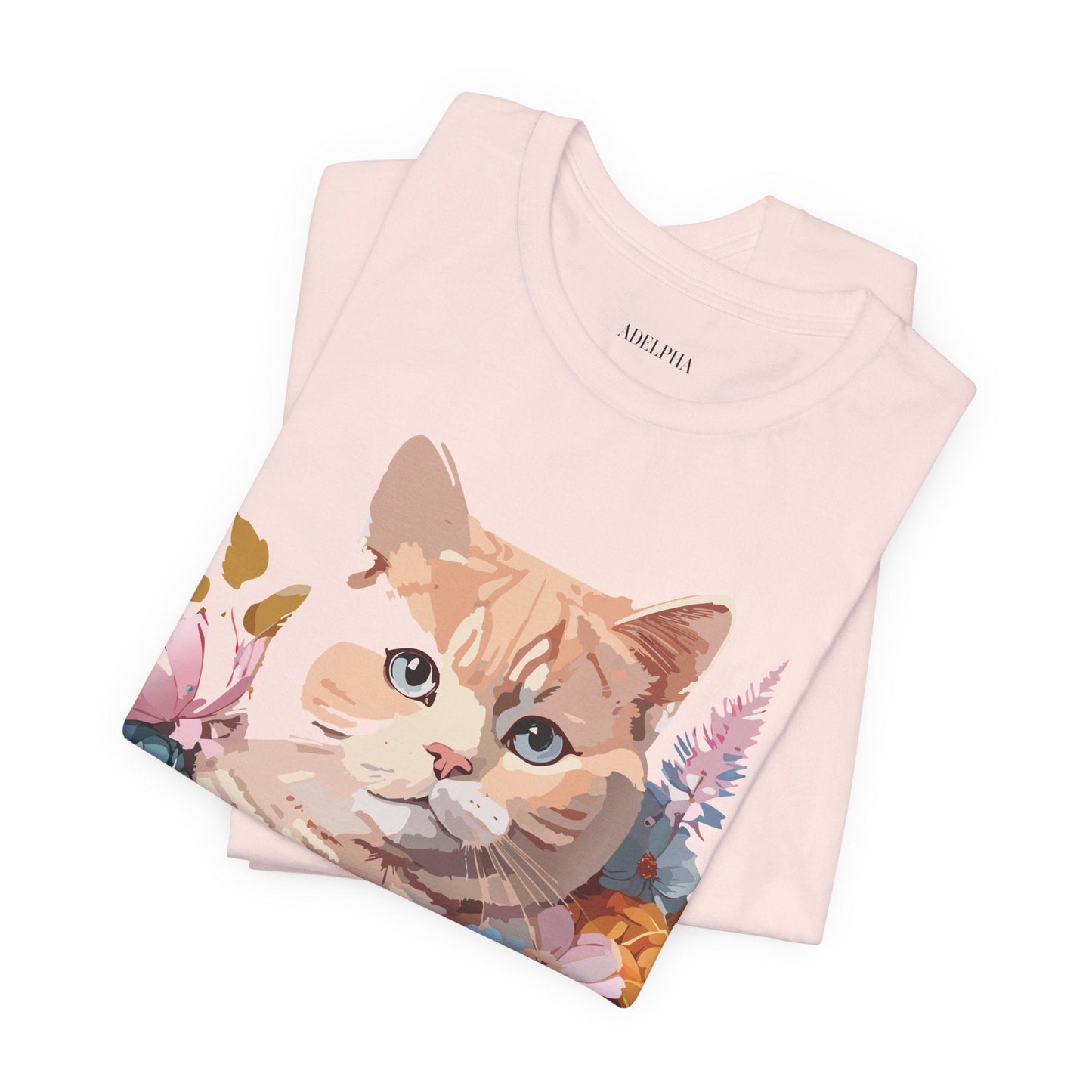 Cat Shirt Graphic Tee Unisex Vintage Inspired Adelpha Art Design