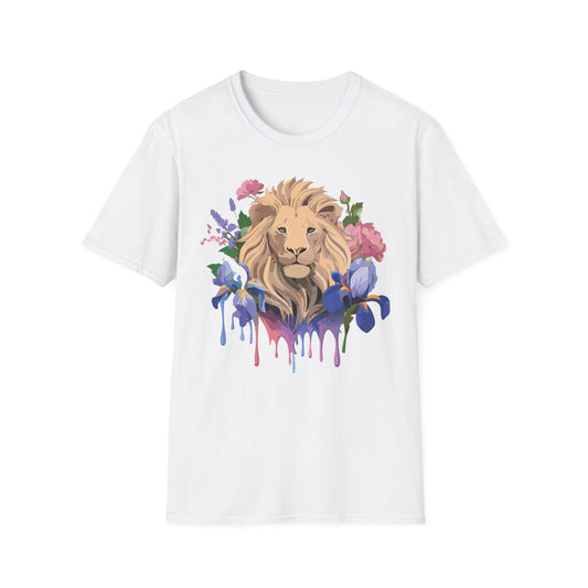 Unisex Softstyle Lion Shirt Floral Lion Tee Animal Print Graphic Tee