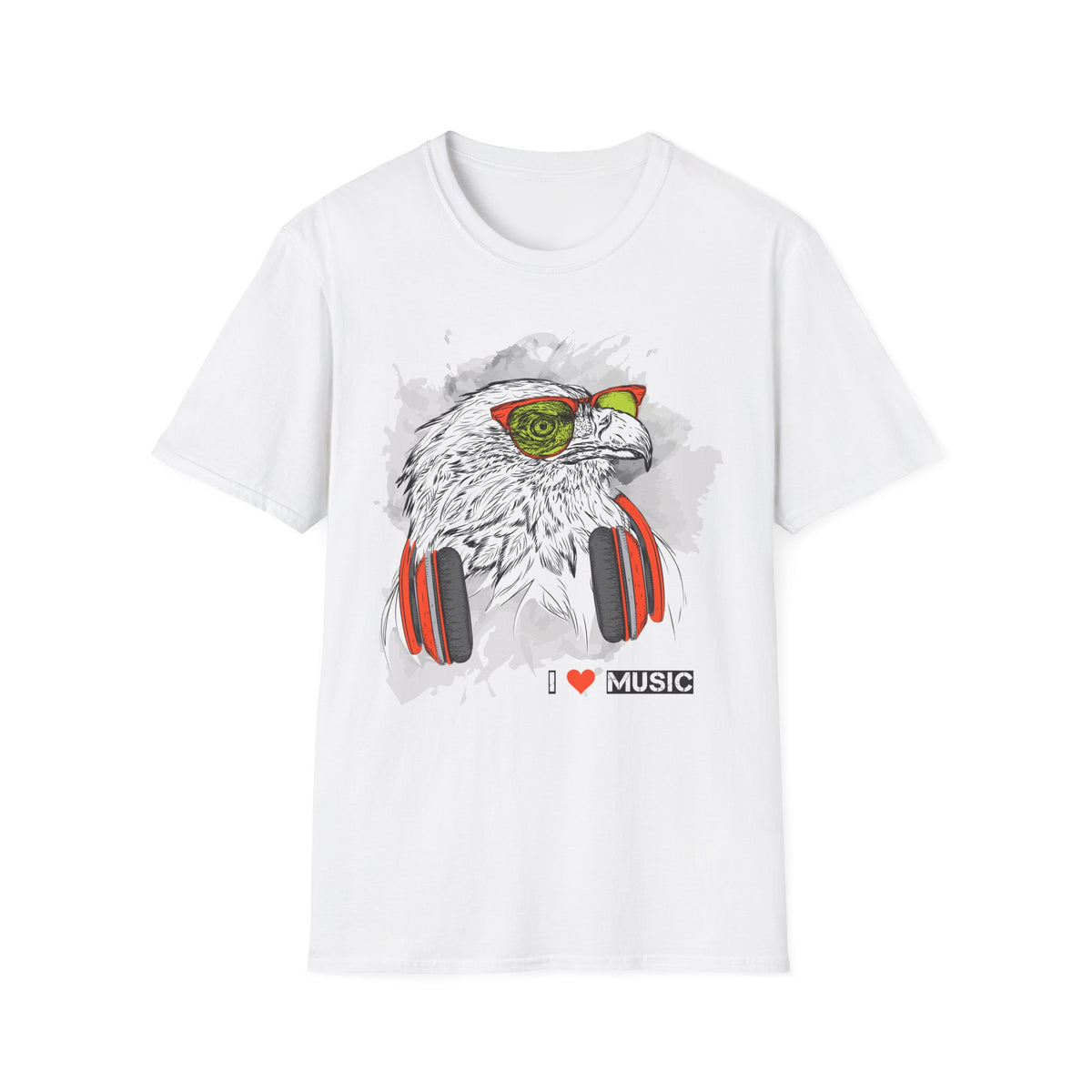 Eagle with Headphones T-Shirt Unisex Cotton Short Sleeves I Music Graphic Tee