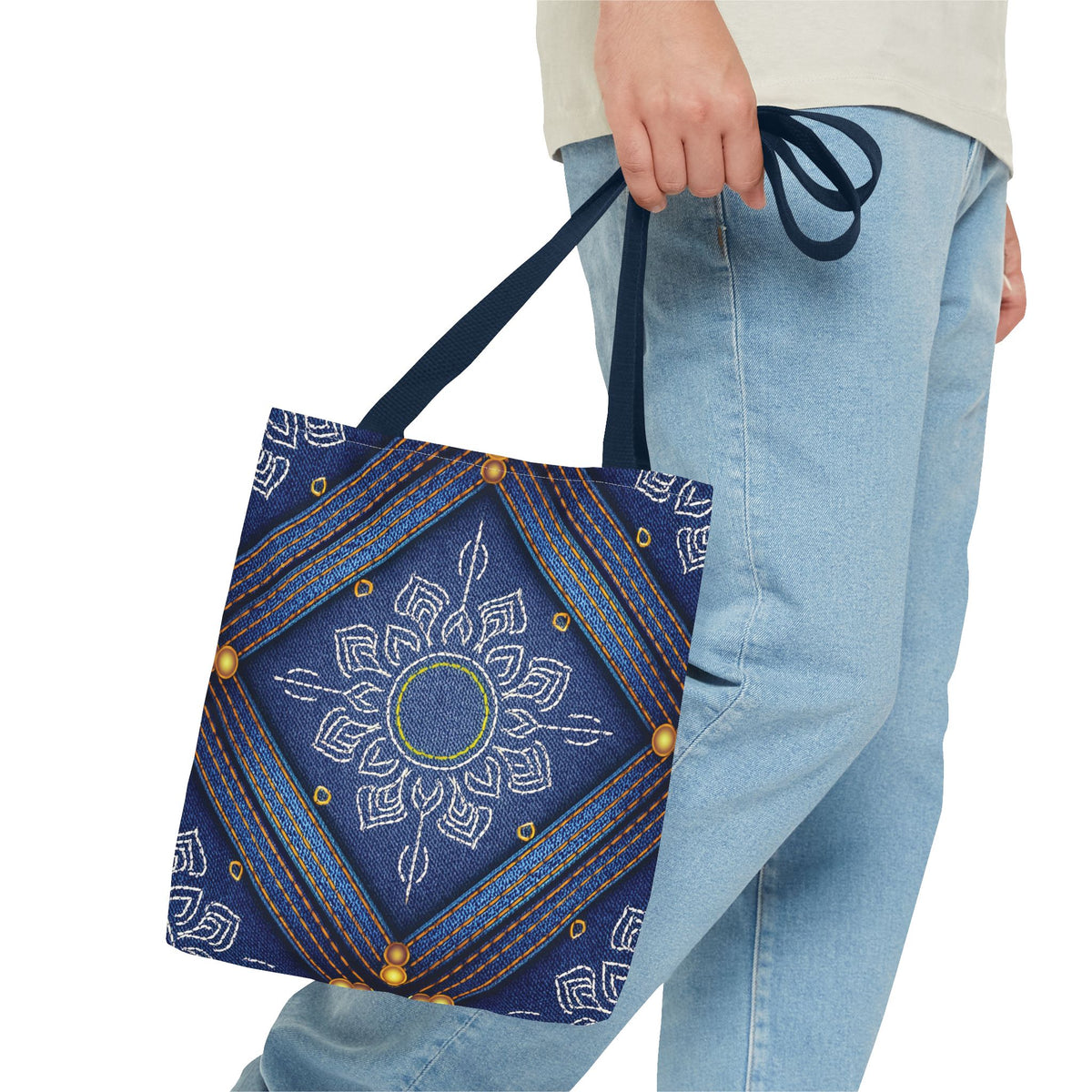 Diwali Graphic Denim Fabric Imitation Print Unisex Canvas Bag Poly Spun 3 Sizes Tote Bag 205-6