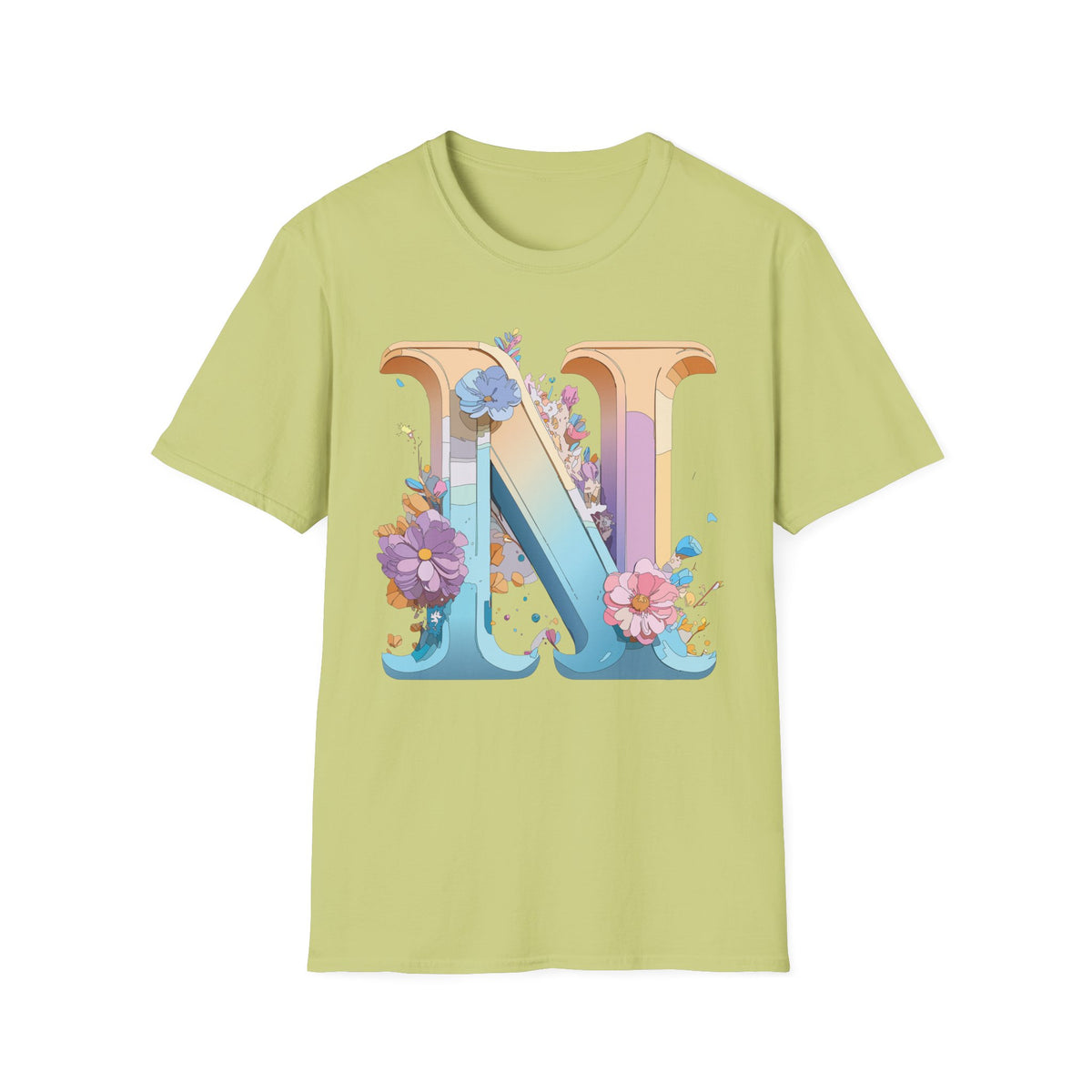 Floral Letter N T-Shirt | Botanical Monogram Tee