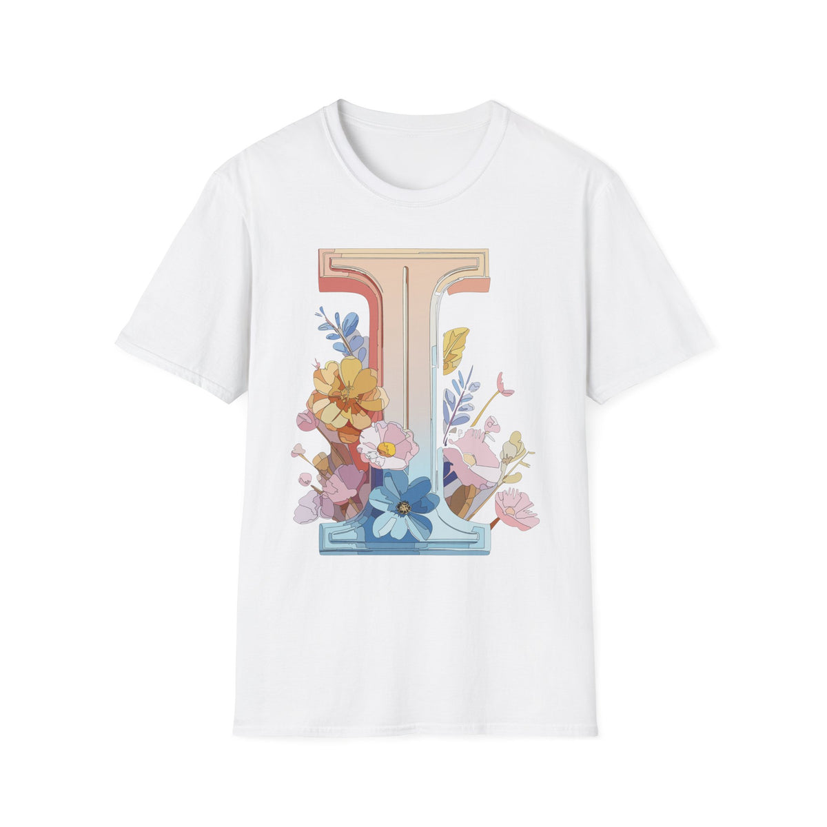 Floral Letter I T-Shirt | Monogram Initial Tee