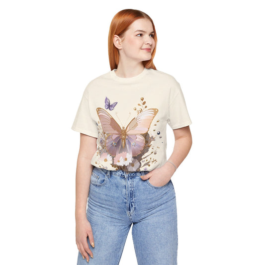 Butterfly Graphic Unisex 100 Cotton Lightweight Vintage Floral Design Jersey Tee 23