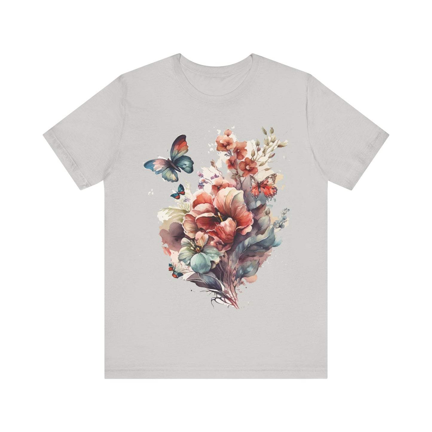 Cotton Tee Shirt with Butterfly Prints