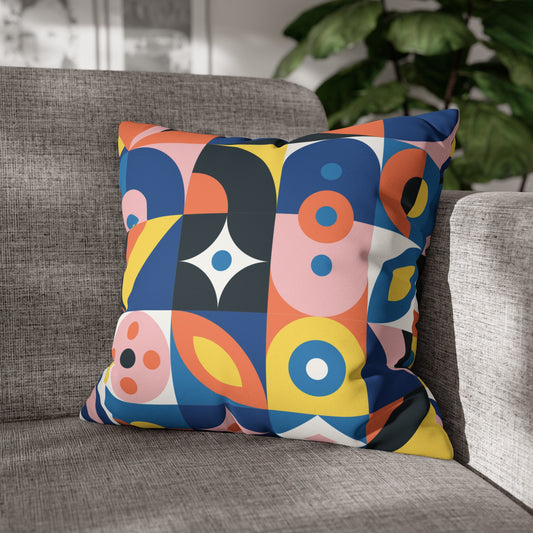 Faux Suede Pillowcase with Abstract print