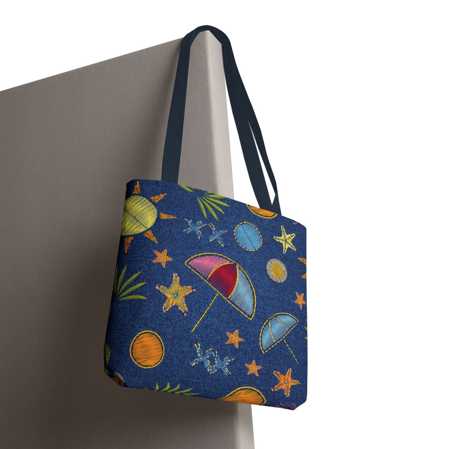 Denim Fabric Imitation Print Unisex Canvas Bag Poly Spun 3 Sizes Tote Bag 182-11