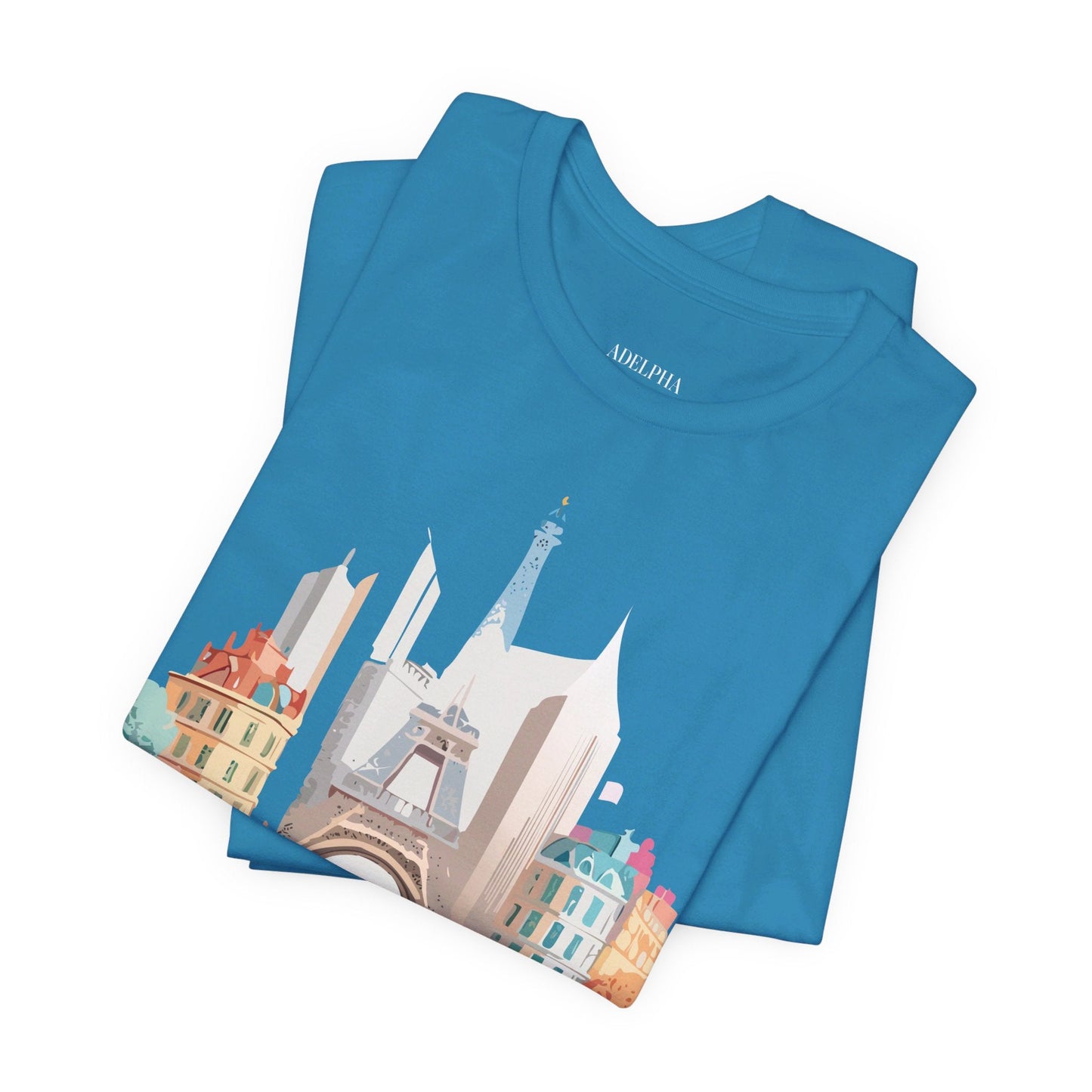 Paris Tourist Graphic Tee Unisex Jersey Short Sleeve Shirt by Adelpha Art Design Vintage Inspired
