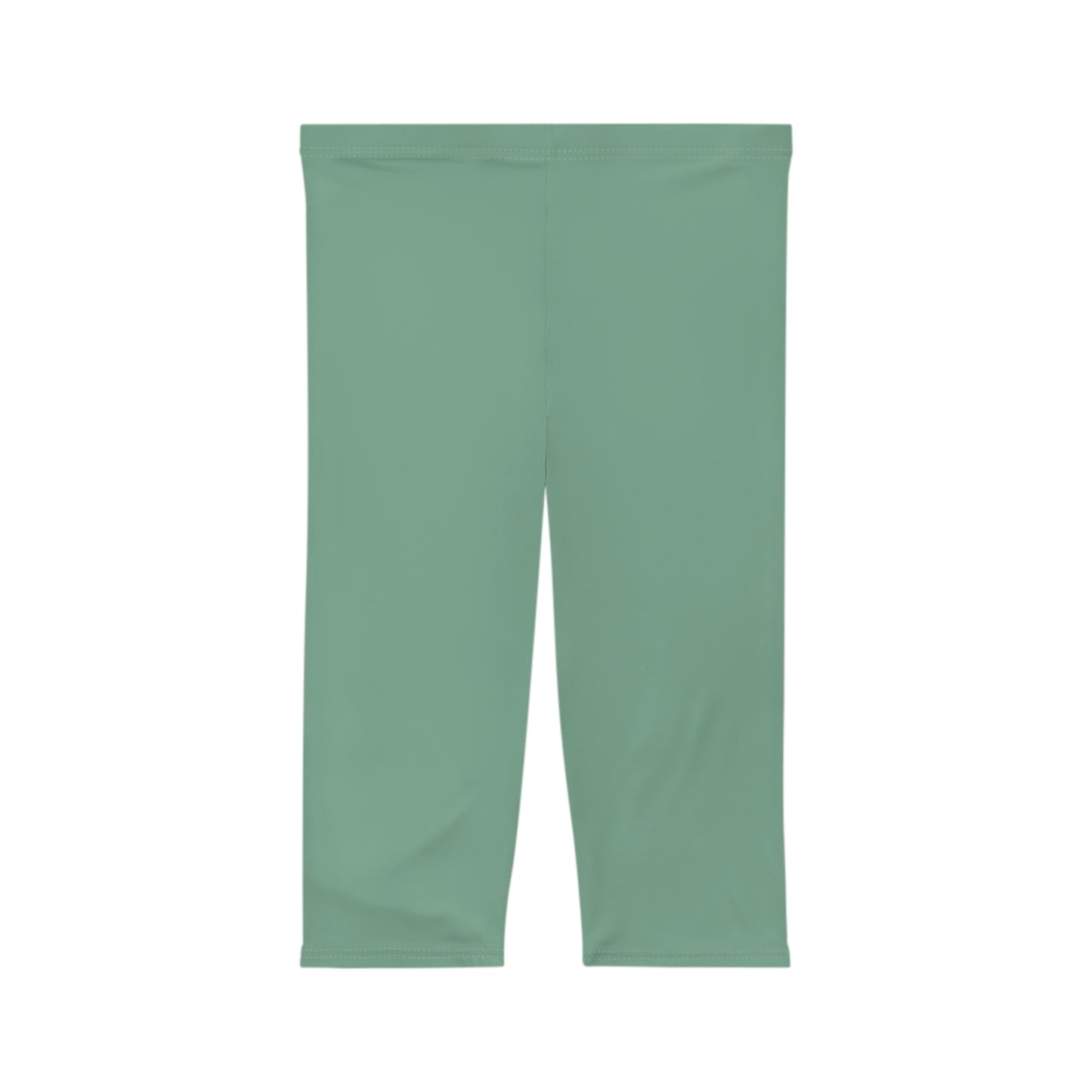 Muted Teal Color Women's Brushed Suede Poly Span Casual Capri Leggings XS-2XL