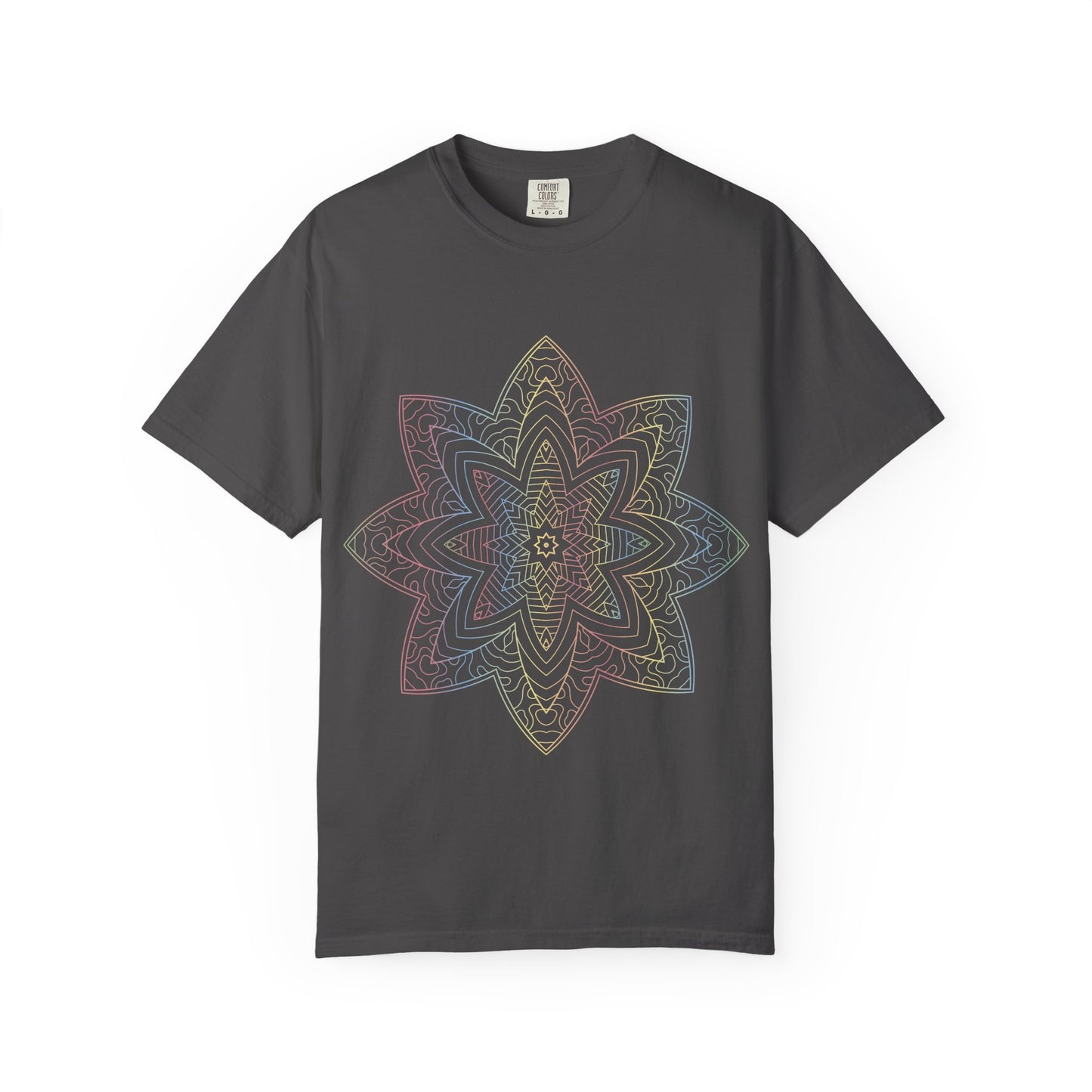 Unisex Garment Dyed Cotton T-Shirt with Mandala Graphic Design