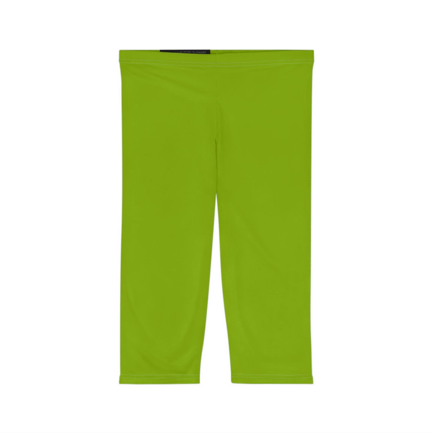 Lime Moss Color Women's Brushed Suede Poly Span Casual Capri Leggings XS-2XL