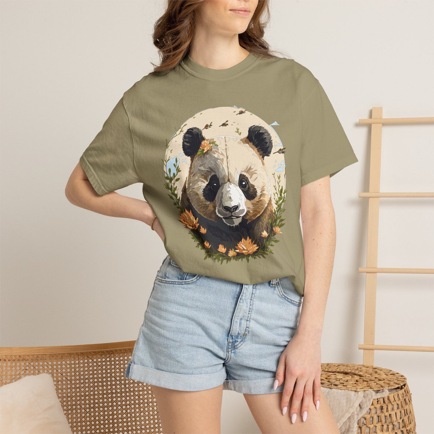 Panda Portrait Graphic T-Shirt Unisex Cotton Floral Animal Art Tee p9