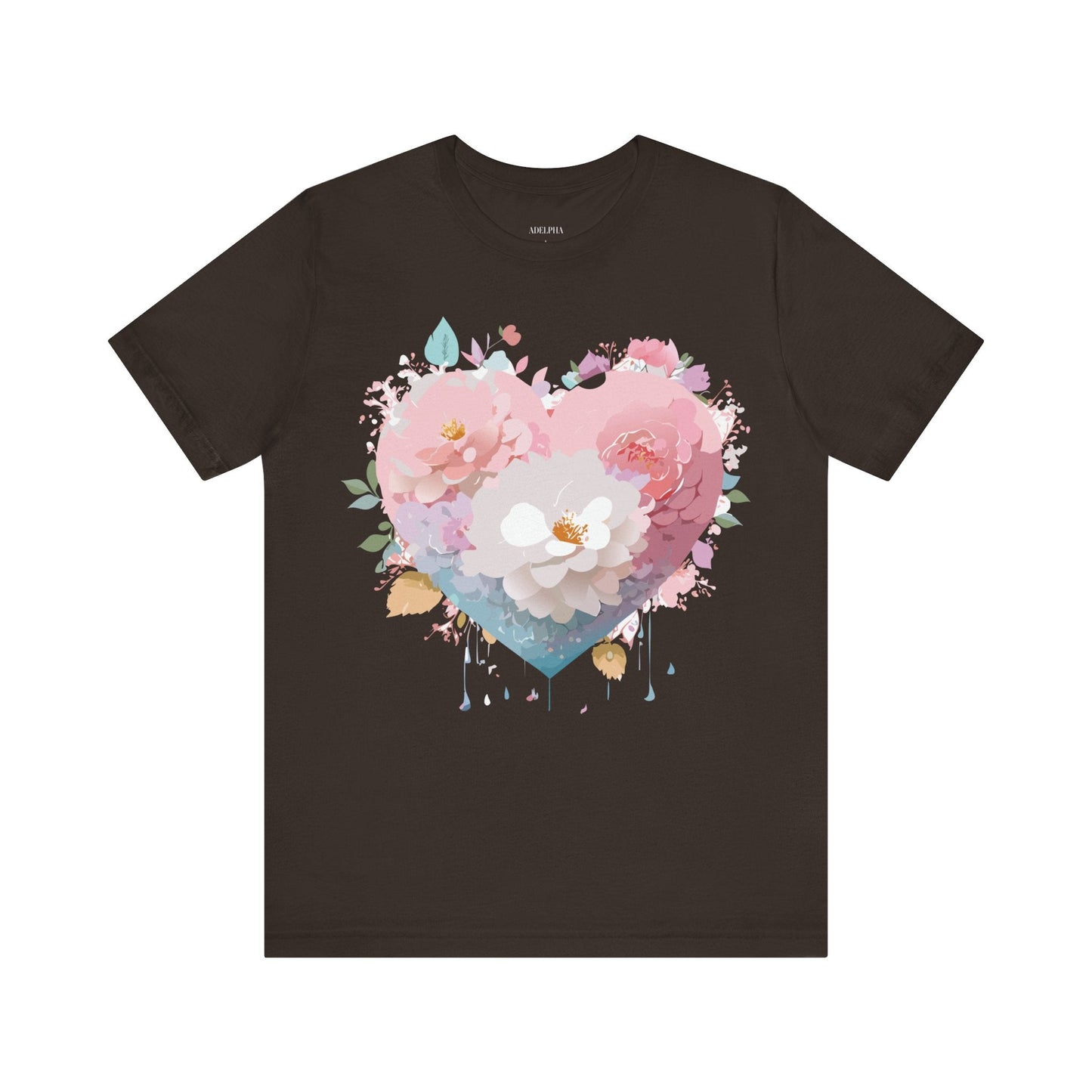 Valentine Day Graphic Unisex 100 Cotton Vintage Artwork with Love and Flower Design Tee 34