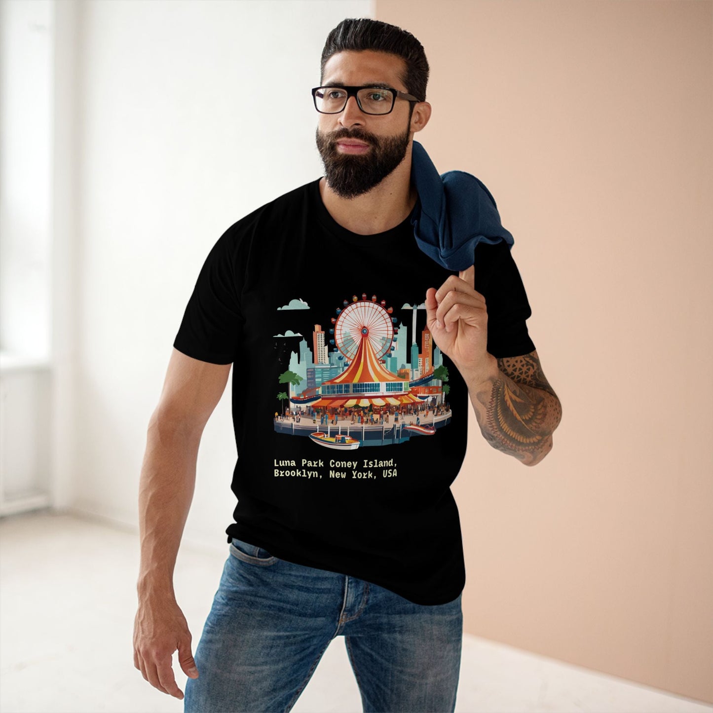 Travel Shirt Brooklyn Tourist Tee TT-13 Unisex By Retro2Nova Premium Cotton Art Collection