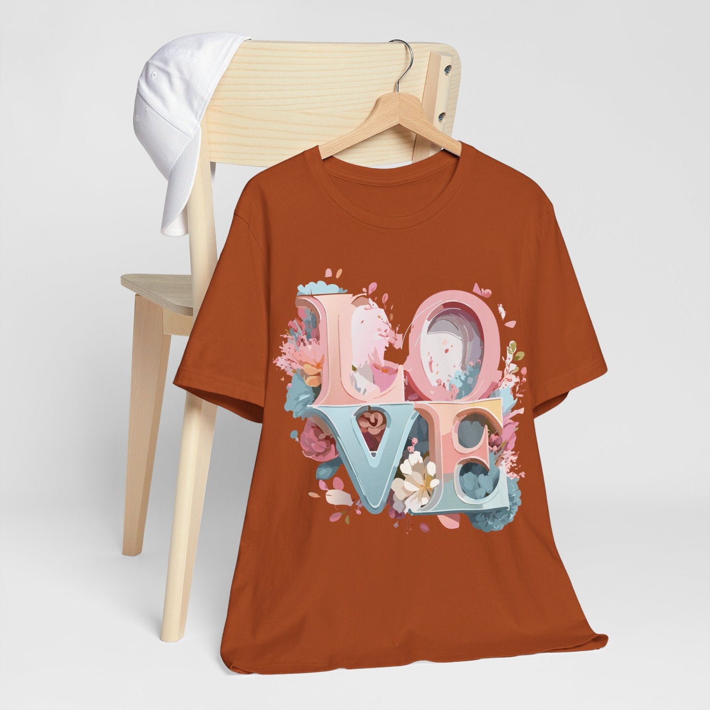 Valentine Day Graphic Unisex 100 Cotton Vintage Artwork with Love and Flower Design Tee 46