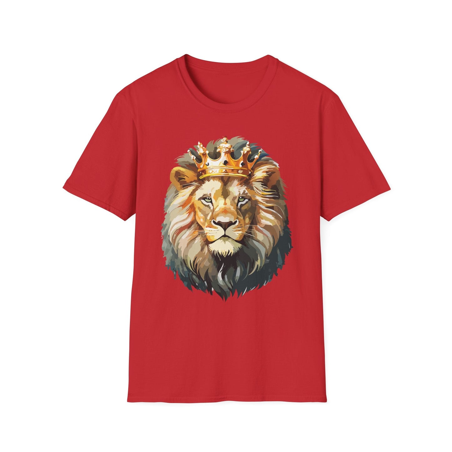 Unisex Lion Print T Shirt Softstyle 64000 One Hundred Percent Ring Spun Cotton