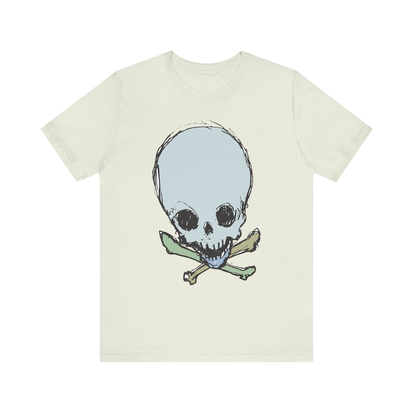 Lt Blue Skull Graphic Design Tee, Skull Shirt, Vintage Tees, Art Design T-Shirt, Vintage Graphic Tee, Art Shirts with Skulls