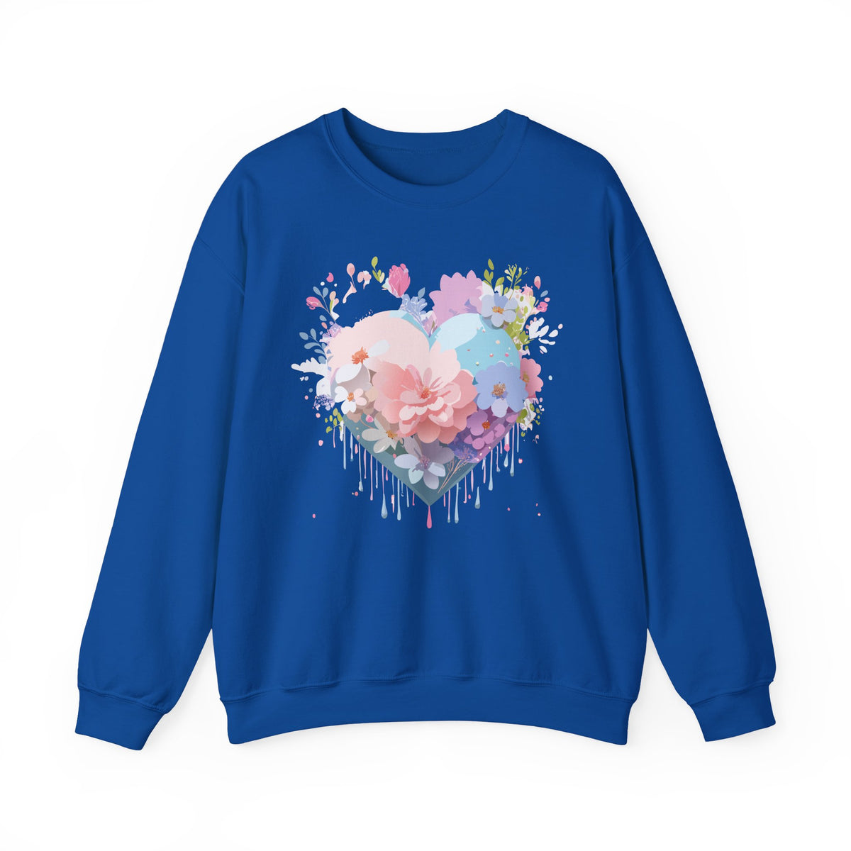 Floral Heart Love Graphic Valentine's Day Sweatshirt Unisex 50/50 Cotton-Poly Sweatshirt w22