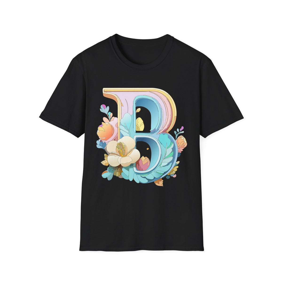 Floral Letter B T-Shirt | Botanical Monogram Tee
