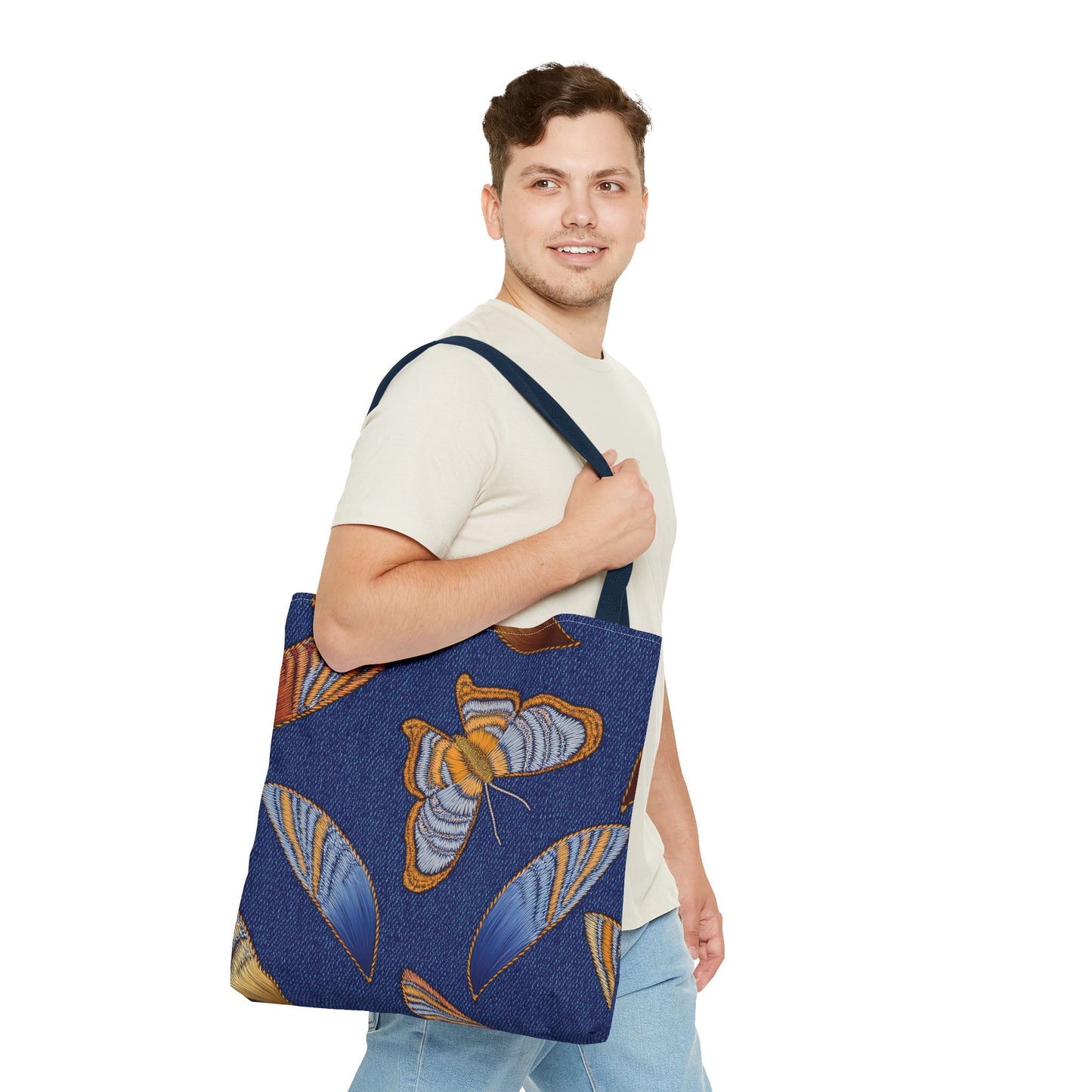 Denim Fabric Imitation Print Unisex Canvas Bag Poly Spun 3 Sizes Tote Bag 173