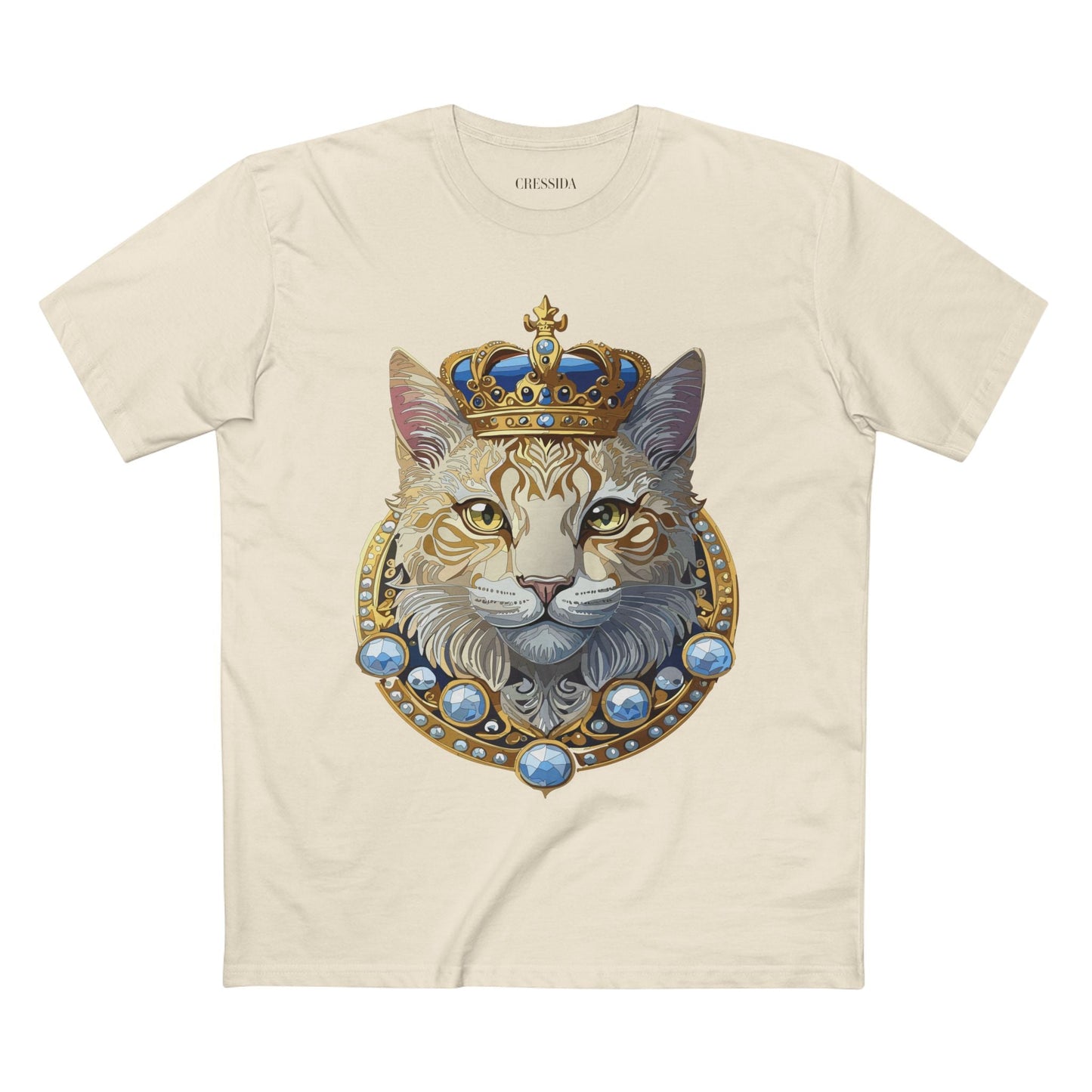 Cat Graphic Unisex 100 Cotton Tee With Unique Animal Golden Medallion Art Design 14