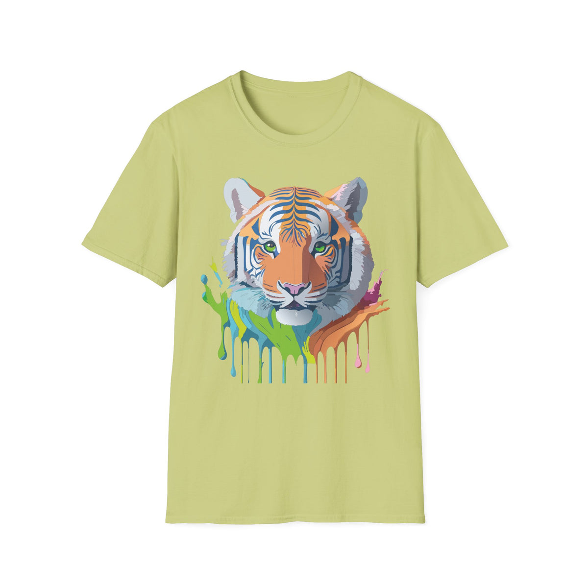 Colorful Tiger Head T-Shirt | Watercolor Drip Animal Shirt