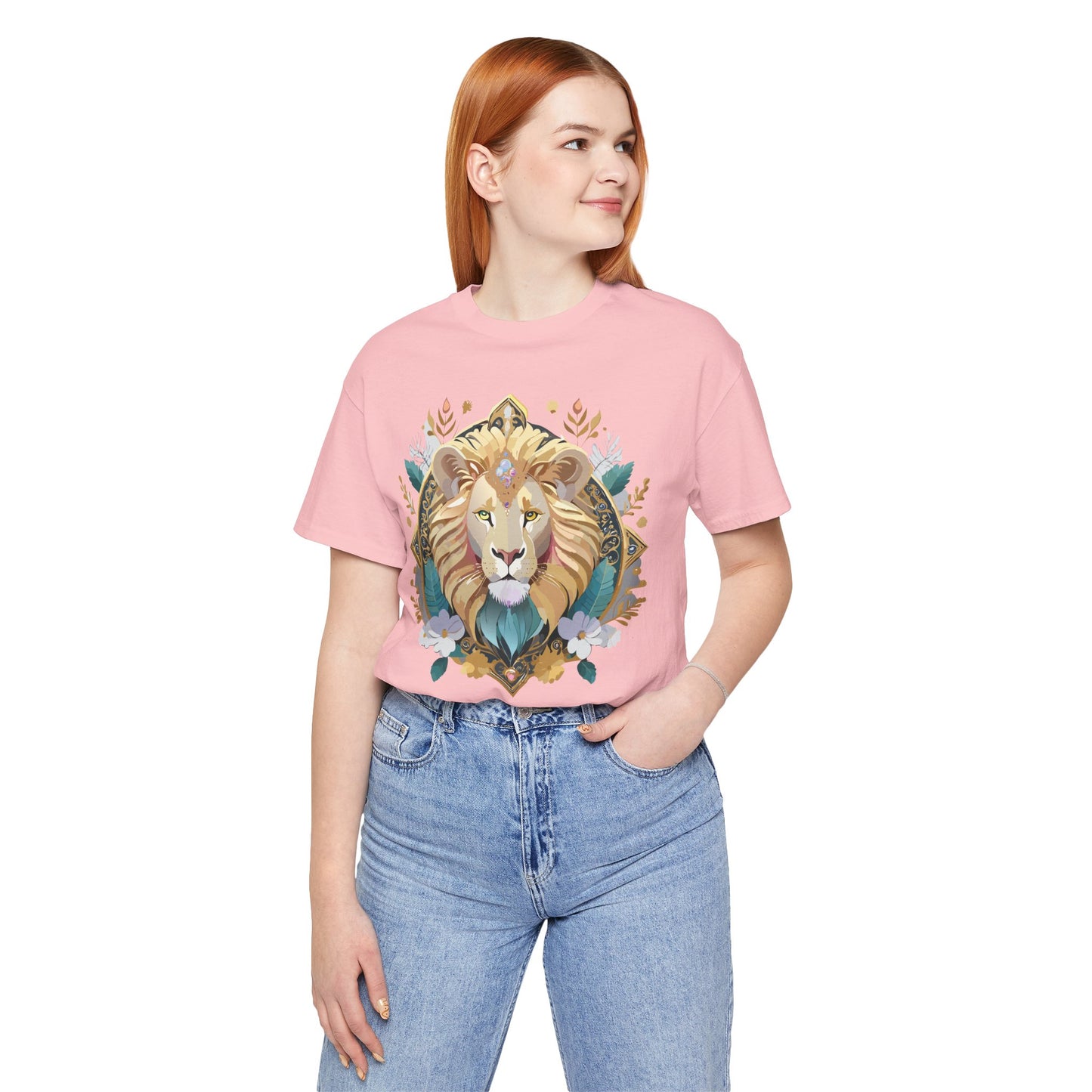 Unisex Lion Graphic Tee, Animal Shirt, Tee Shirt with Lion, Medallion T-Shirt, Animal Medallion Tees 2