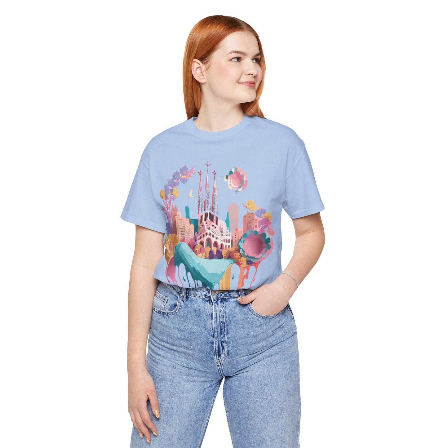 Unisex Graphic Tee Barcelona Design By Adelpha Vintage Artwork Unisex Jersey Short Sleeve Shirt