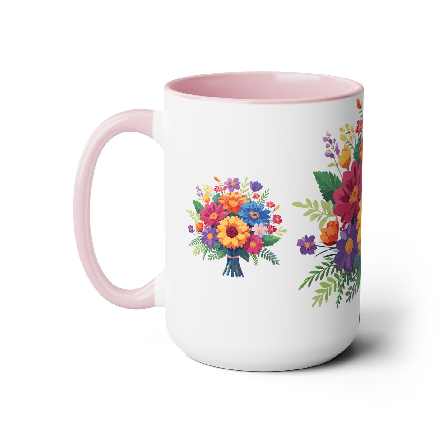 Taza de café de dos tonos con flores