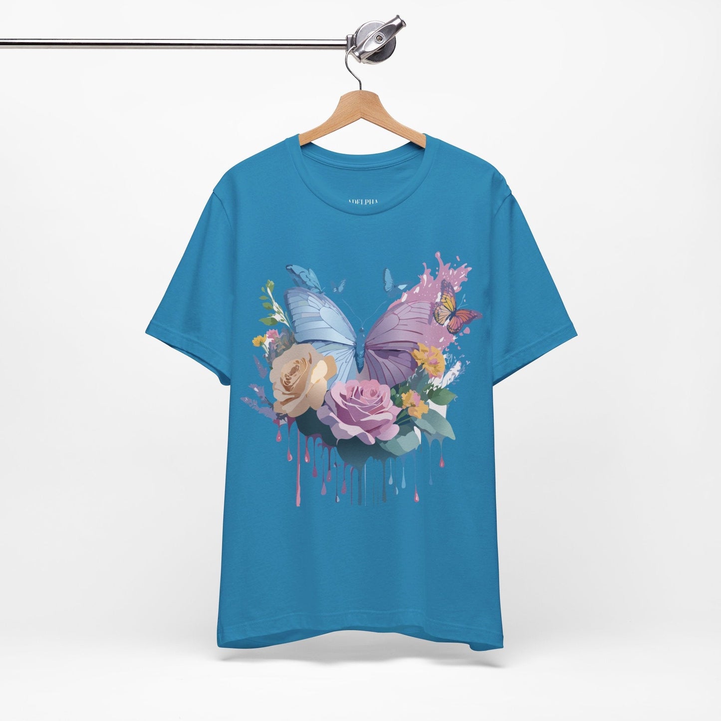 Butterfly Graphic Unisex 100 Cotton Lightweight Vintage Floral Design Jersey Tee 33