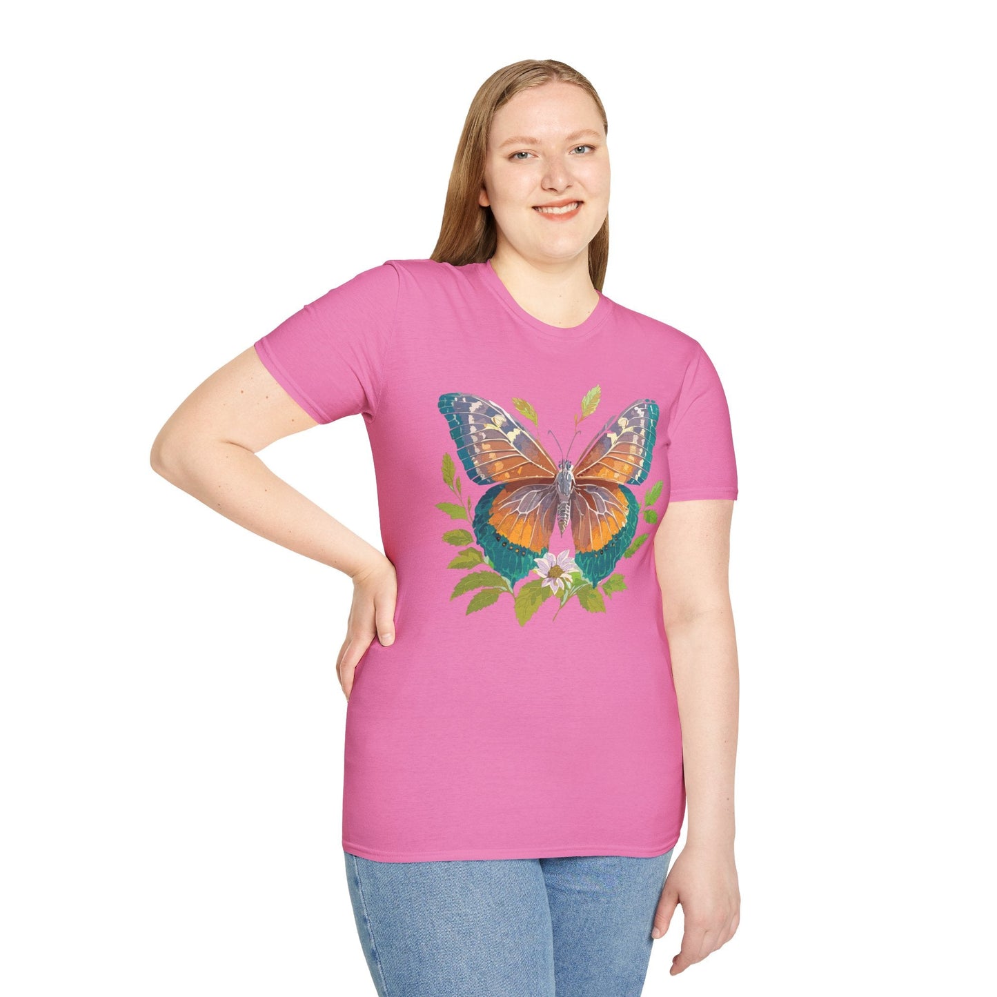 Unisex Butterfly Shirt With Monarch Design Cotton Tee Gildan 64000 Softstyle Comfort