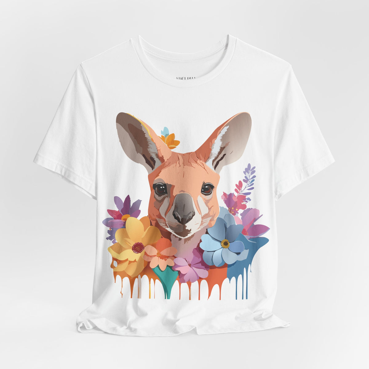 Kangaroo Graphic Unisex Cotton Bella+Canvas Tee with Art Animal Design e38