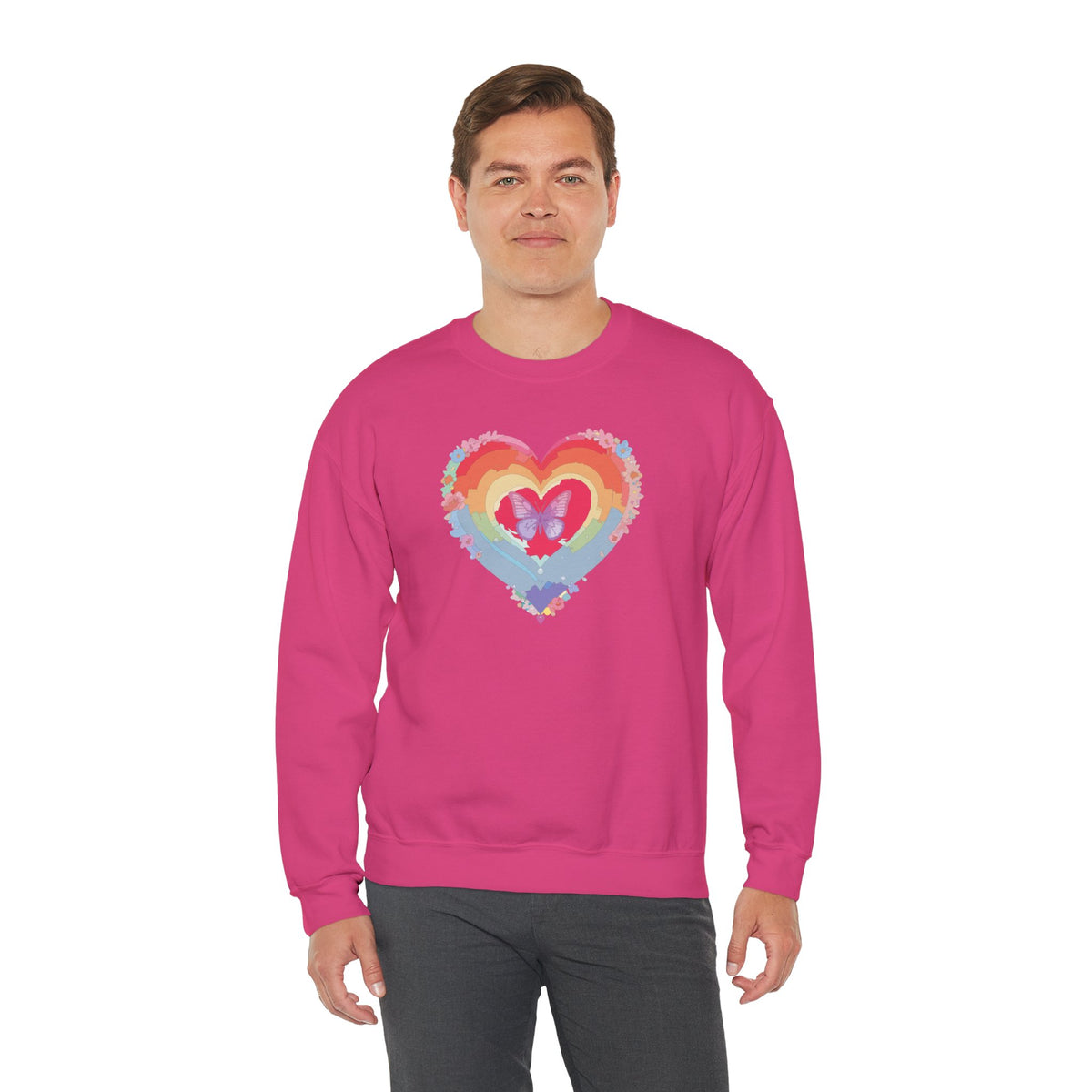 Rainbow Heart Sweatshirt, Floral Heart Sweatshirt, Floral Love Sweatshirt, Valentine's Day Sweatshirt, Rainbow Heart Floral Sweatshirt 116