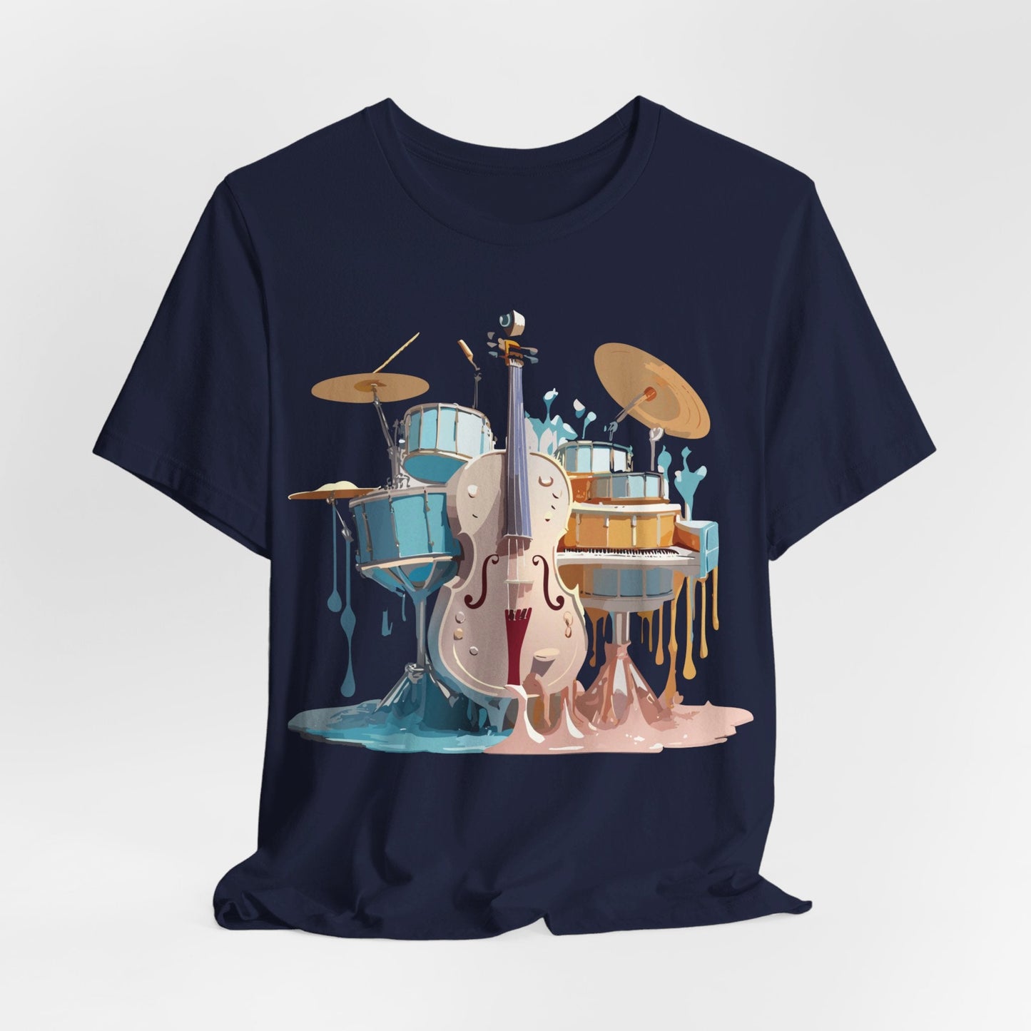 Music Graphic Unisex 100 Cotton Vintage Art with Musical Elements Tee 84