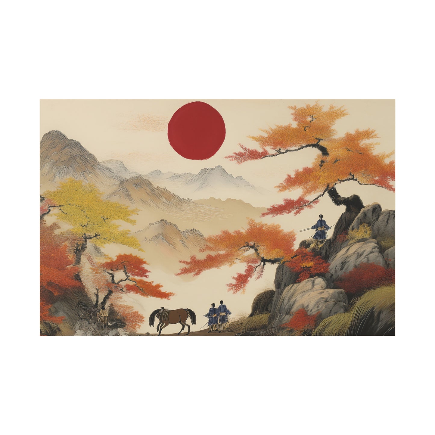 Japanese Landscape Painting Print Canvas 24x16 30x20 36x24 48x32 60x40 Bright Latex Inks Pine-Wood Inner Frame JPN-1