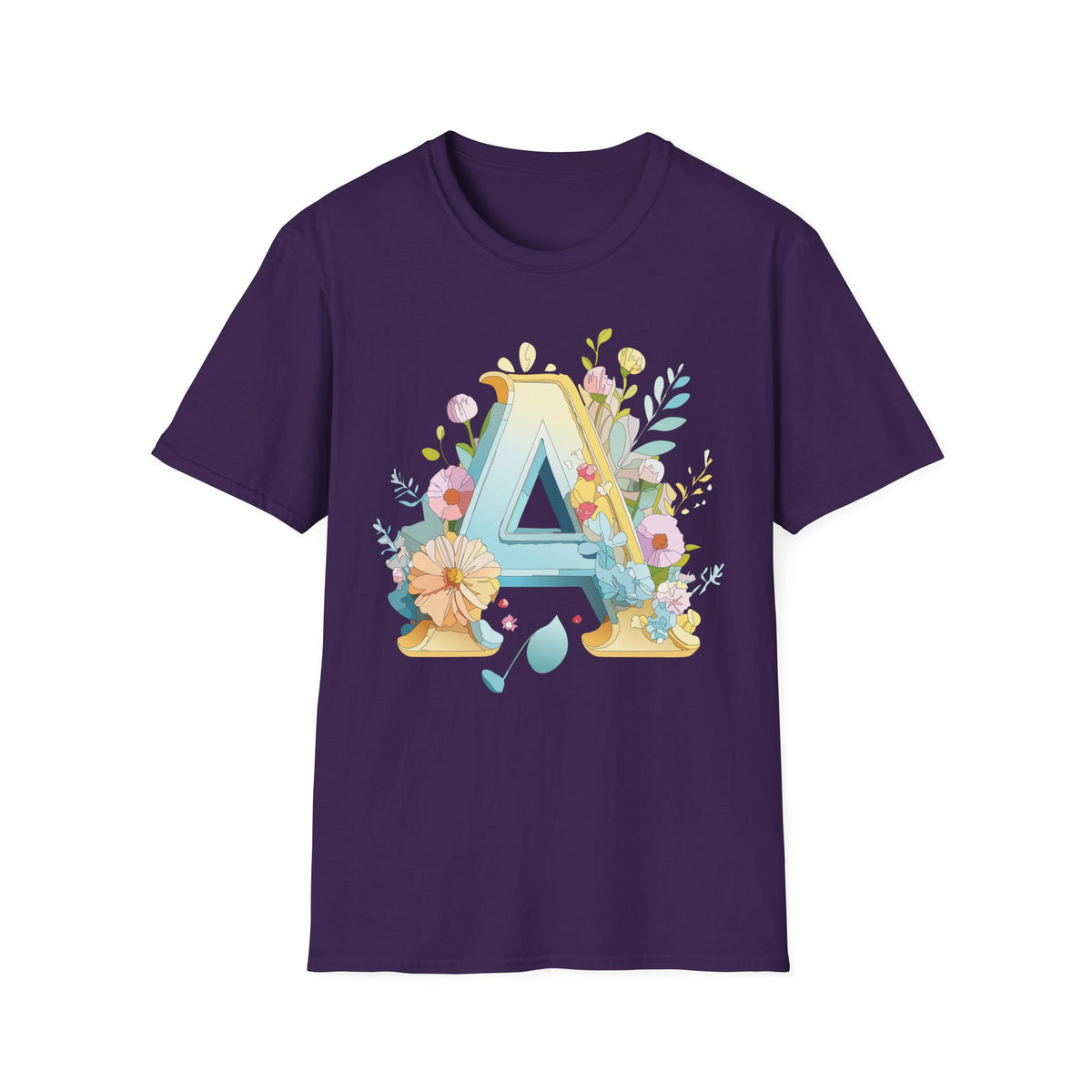 Floral Letter A T-Shirt | Monogram Initial Tee