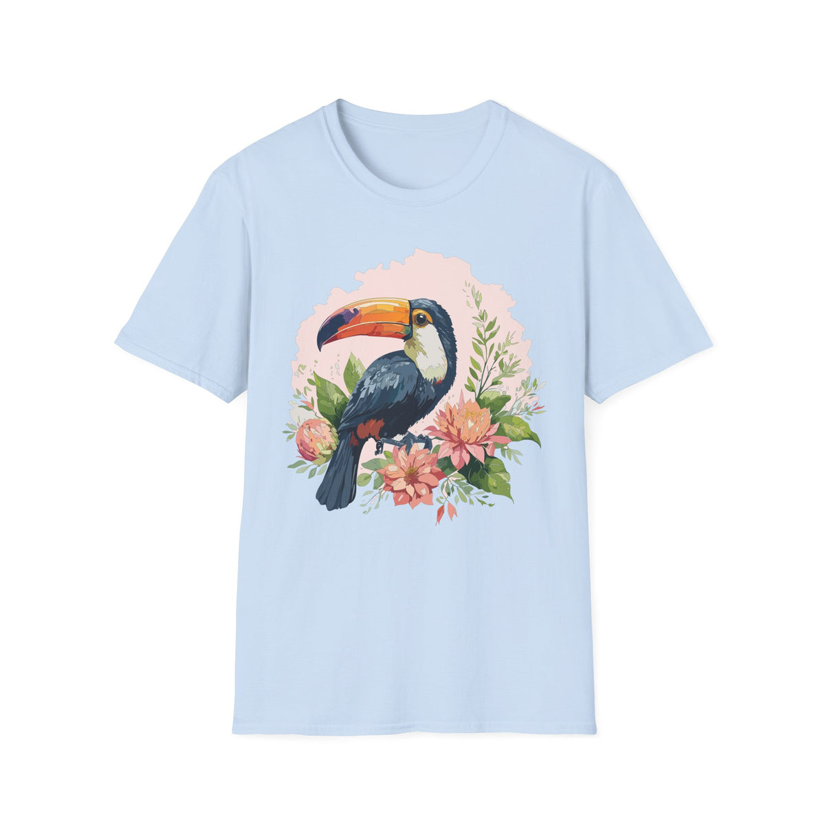 Tropical Toucan Illustration T-Shirt | Floral Bird Graphic