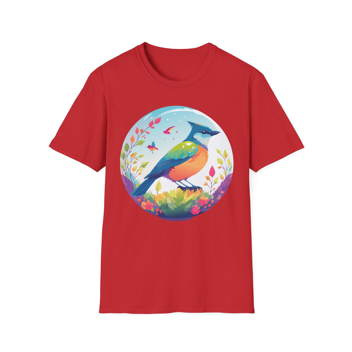 Colorful Songbird Illustration T-Shirt | Vibrant Bird Art Tee