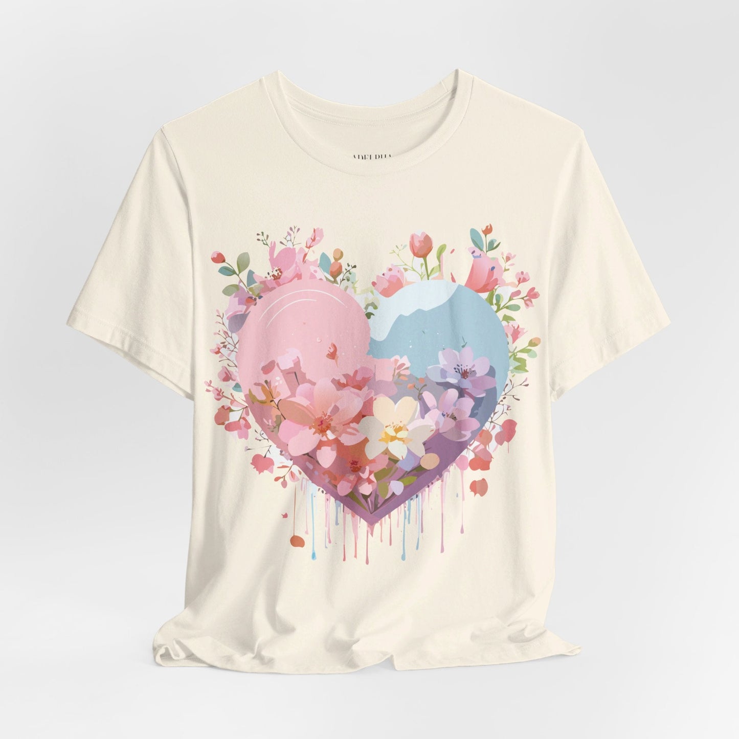 Valentine Day Graphic Unisex 100 Cotton Vintage Artwork with Love and Flower Design Tee 31