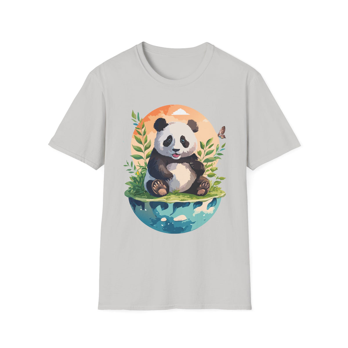 Cute Panda Illustration T-Shirt | Panda Bear Nature Scene