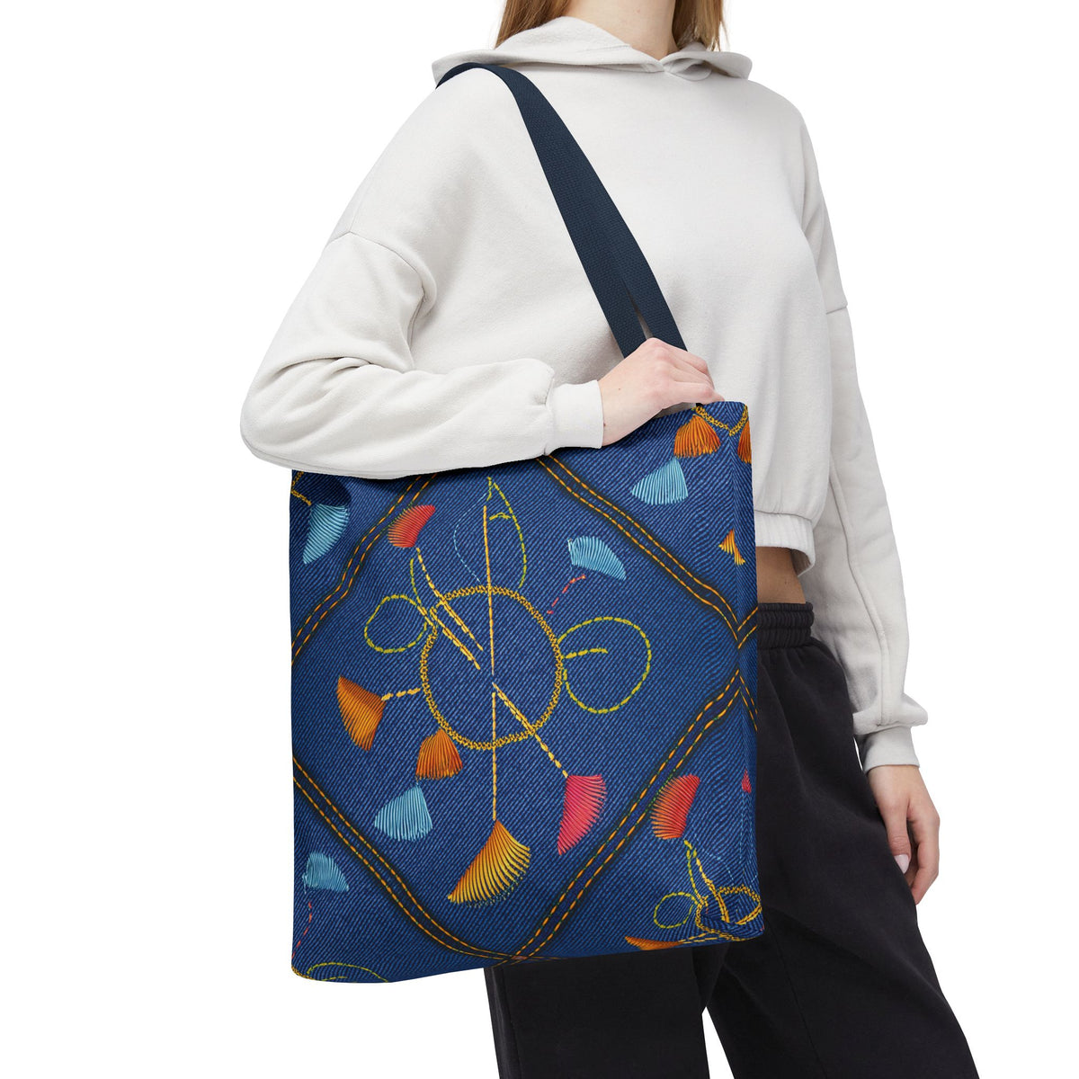 Diwali Graphic Denim Fabric Imitation Print Unisex Canvas Bag Poly Spun 3 Sizes Tote Bag 205-10