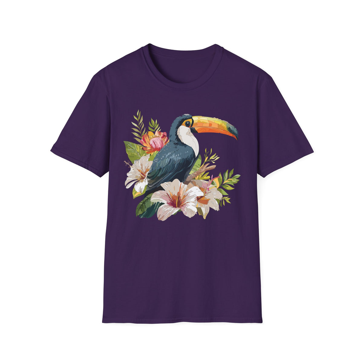 Toucan Floral Illustration T-Shirt | Tropical Bird Art Tee