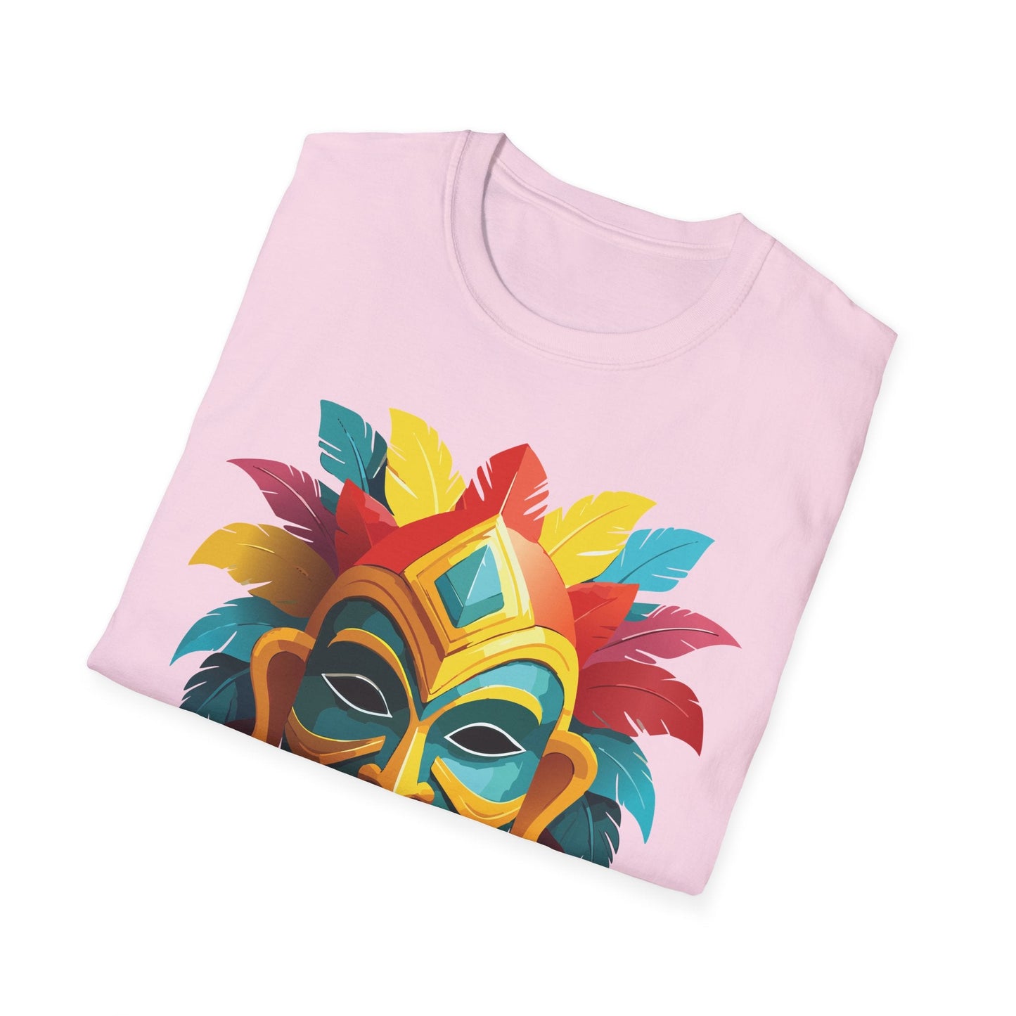 Unisex Mask Tee Shirt Gildan Softstyle 64000 Cotton Masquerade Design For Everyday Wear