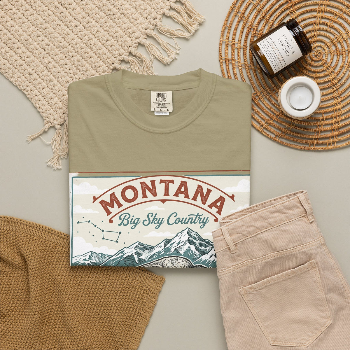 Montana Graphic Unisex Heavyweight Garment-Dyed Travel Tourist Graphic Gift Tee 100 Cotton Comfort Colors T-Shirt
