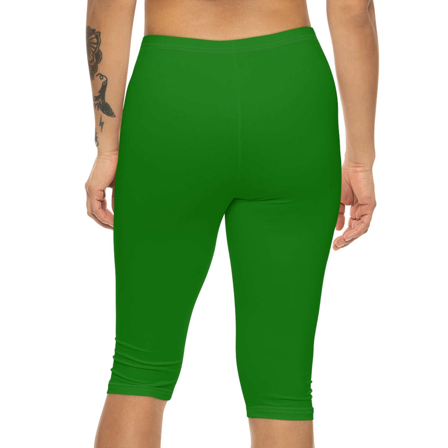 India Green Color Women's Brushed Suede Poly Span Casual Capri Leggings XS-2XL