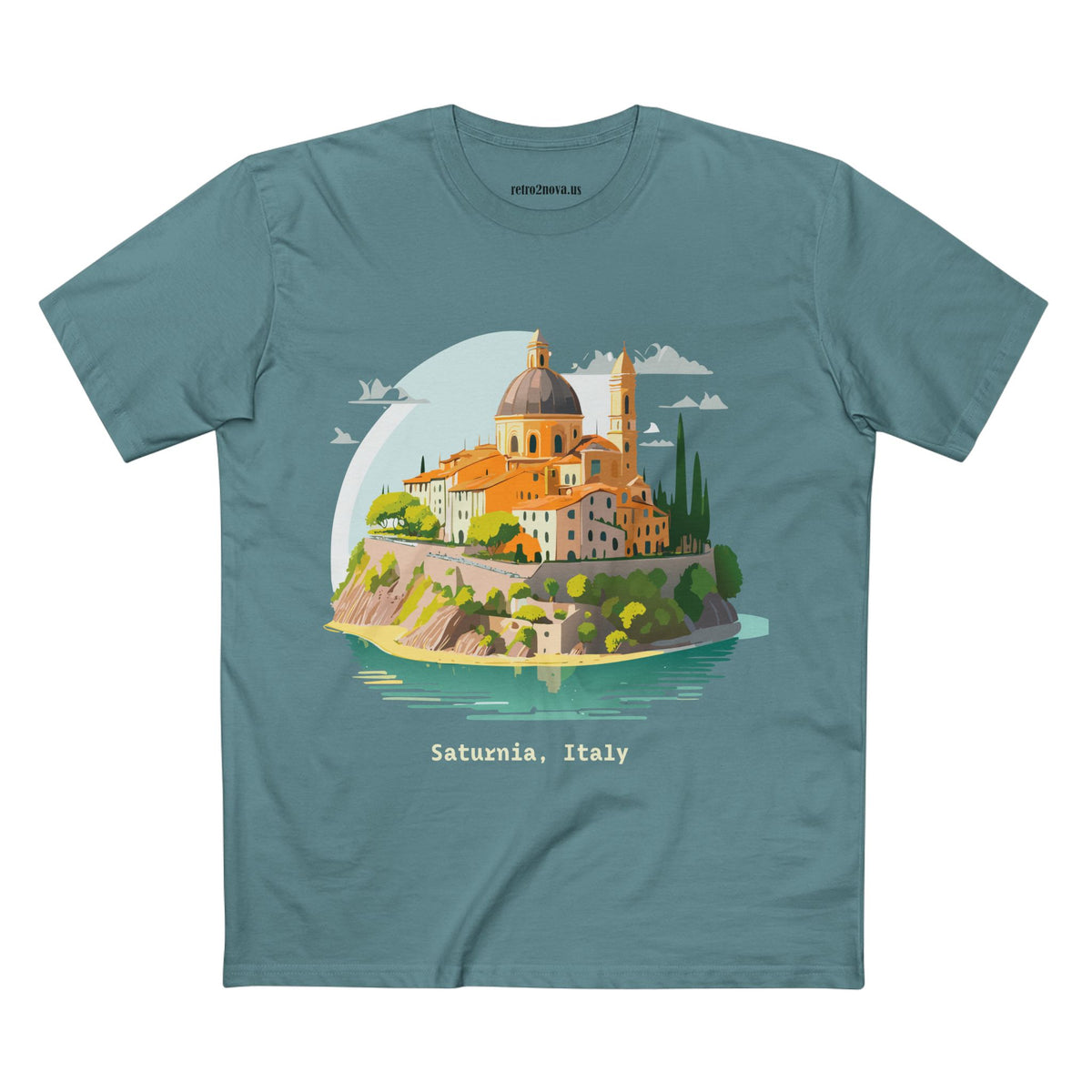 Saturnia Italy townscape T-Shirt | Travel illustration tee, Italian village