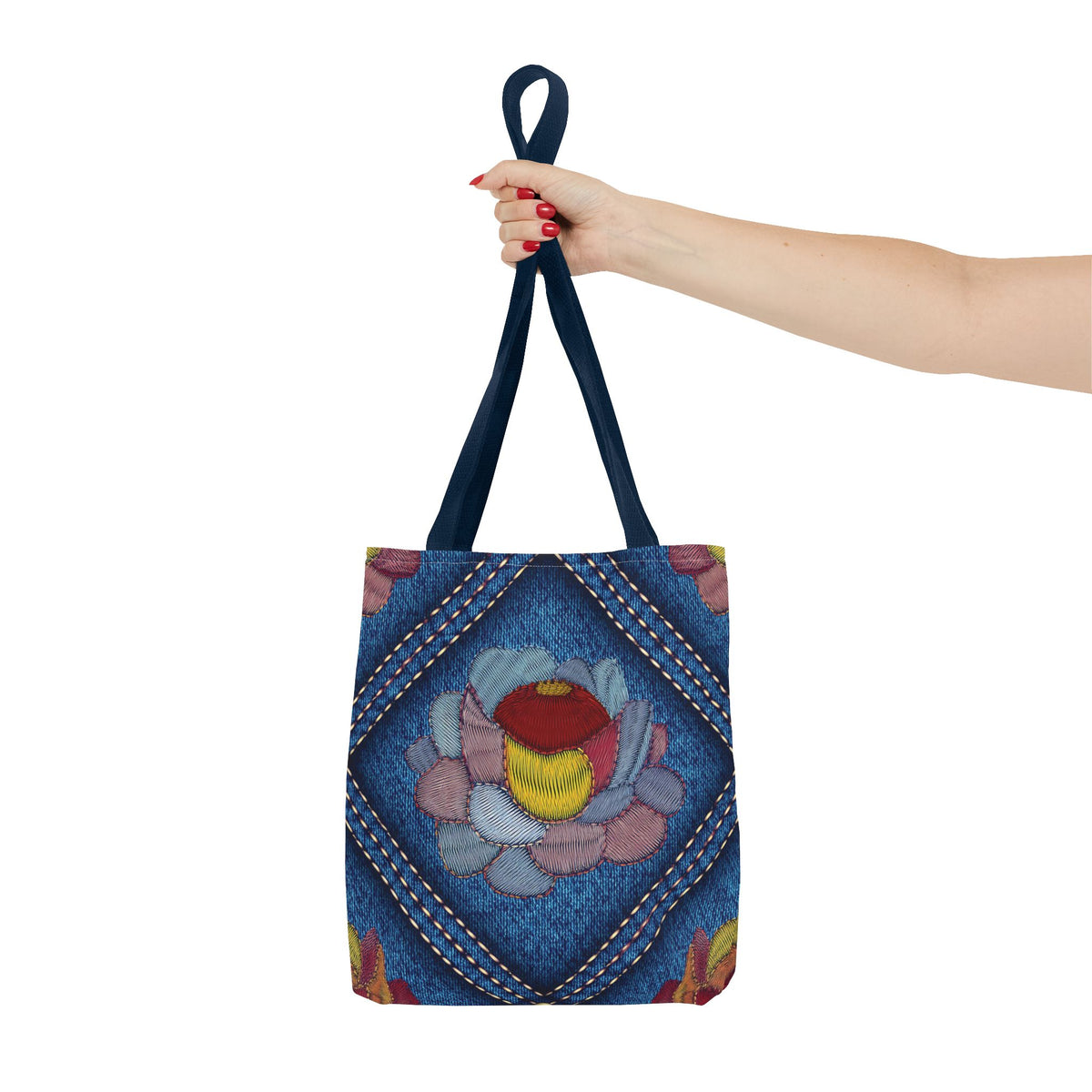 Denim Fabric Imitation Print Unisex Canvas Bag Poly Spun 3 Sizes Tote Bag 159-12