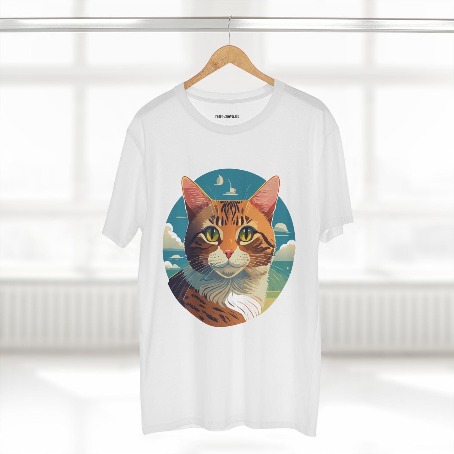 Unisex Premium Cotton Staple Tee With Original Cat Art Design Featuring Retro2Nova Logo And Everyday Comfort