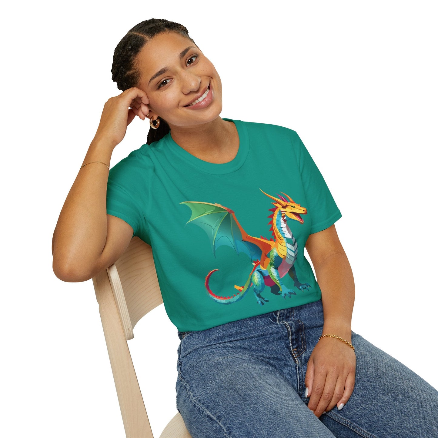 Dragon T Shirt Unisex Animal Design Tee Softstyle Gildan 64000 100 Percent Ring Spun Cotton
