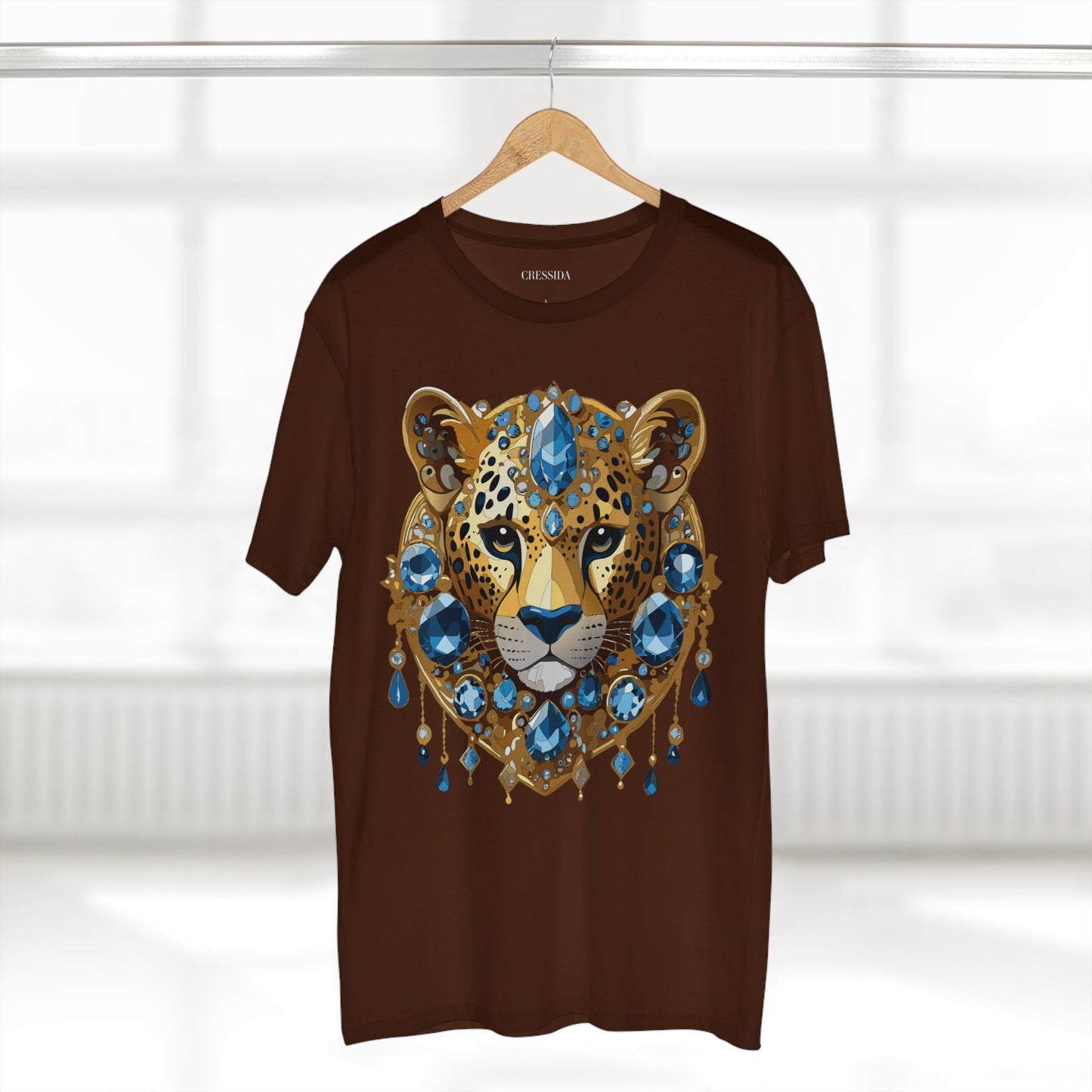 Cheetah Graphic Unisex 100 Cotton Tee With Unique Animal Golden Medallion Art Design 49