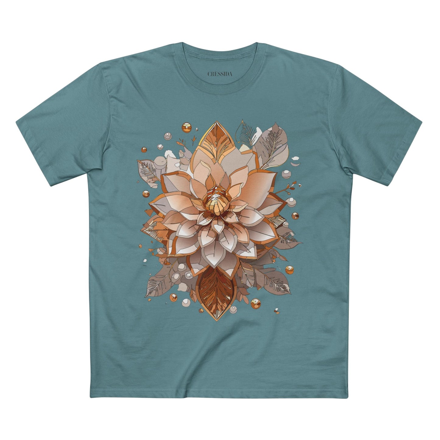 Floral Graphic T-Shirt Unisex 100 Cotton Art Design with Antique Flowers Tee 4